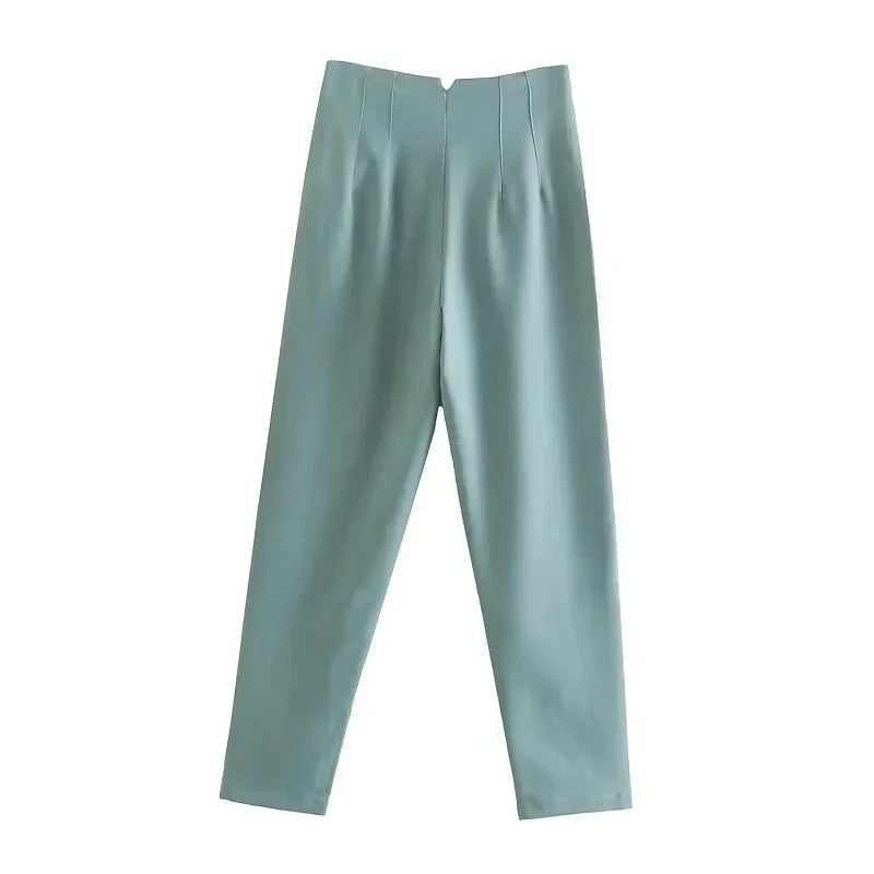 Pantalón Recto de Oficina Tiro Alto — Corte Formal