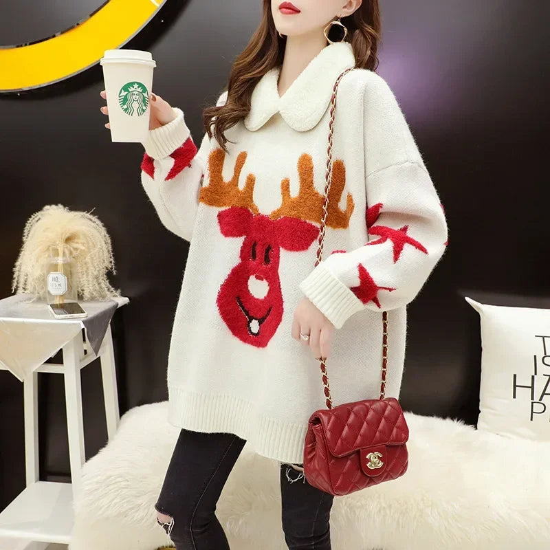 Sweater Navideño Cuello Peter Pan — Corte Holgado