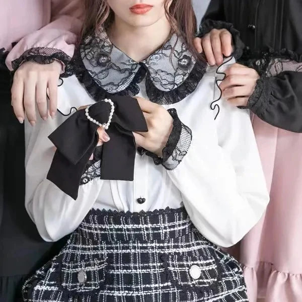 Falda Tiro Alto con Tirantes y Lazo — Estilo Kawaii