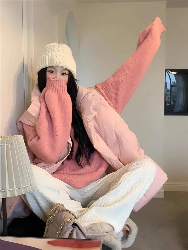 Chaleco Acolchado Rosa — Estilo Estudiantil