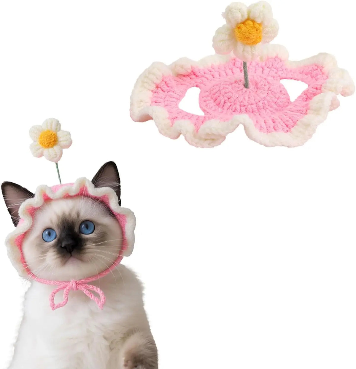 Gorro Tejido Flor para Mascota