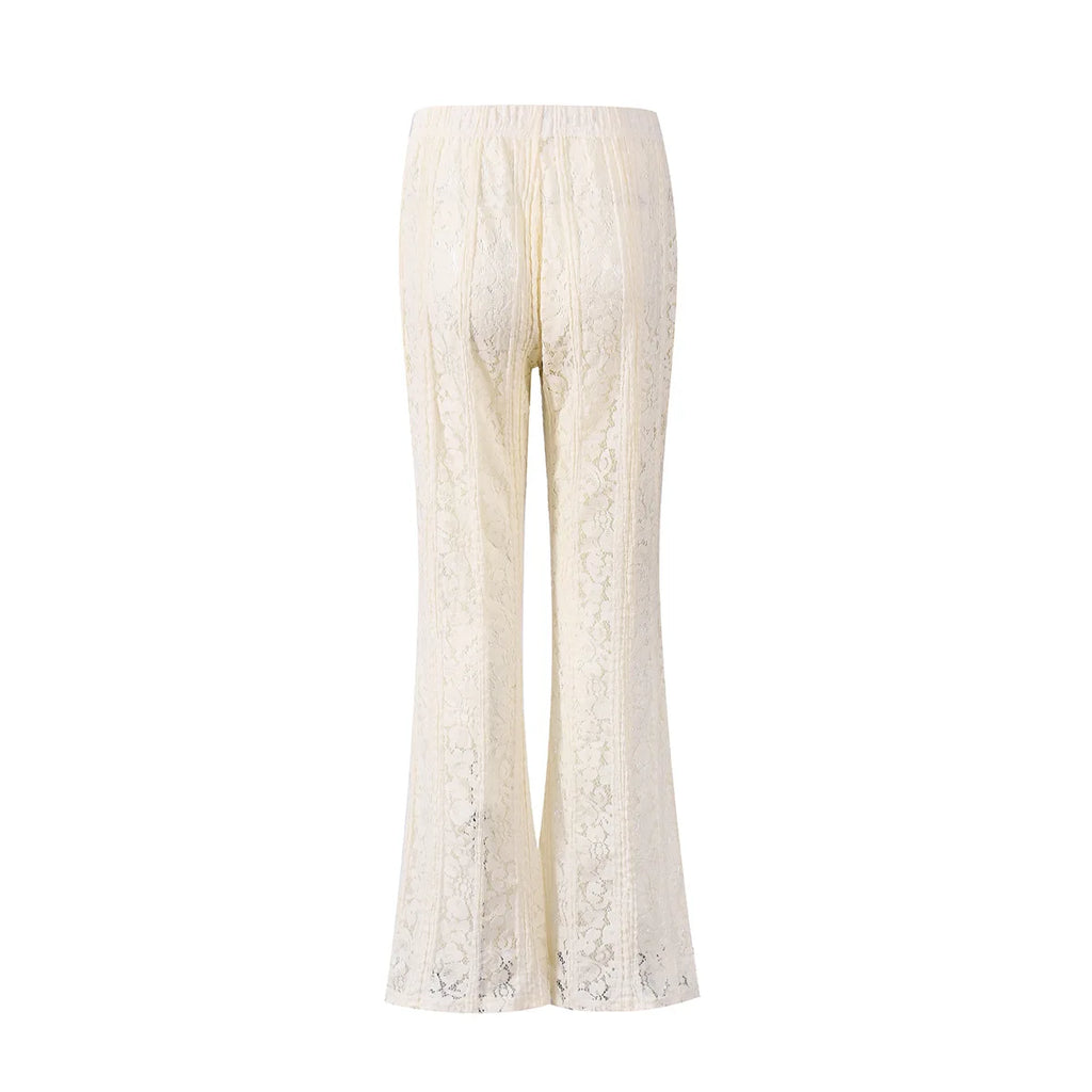 Pantalón Acampanado Blanco de Encaje Transparente — Boho