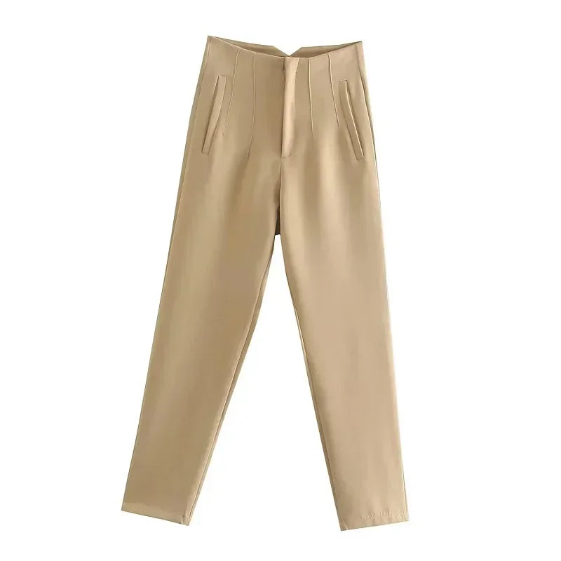 Pantalón Recto de Oficina Tiro Alto — Corte Formal