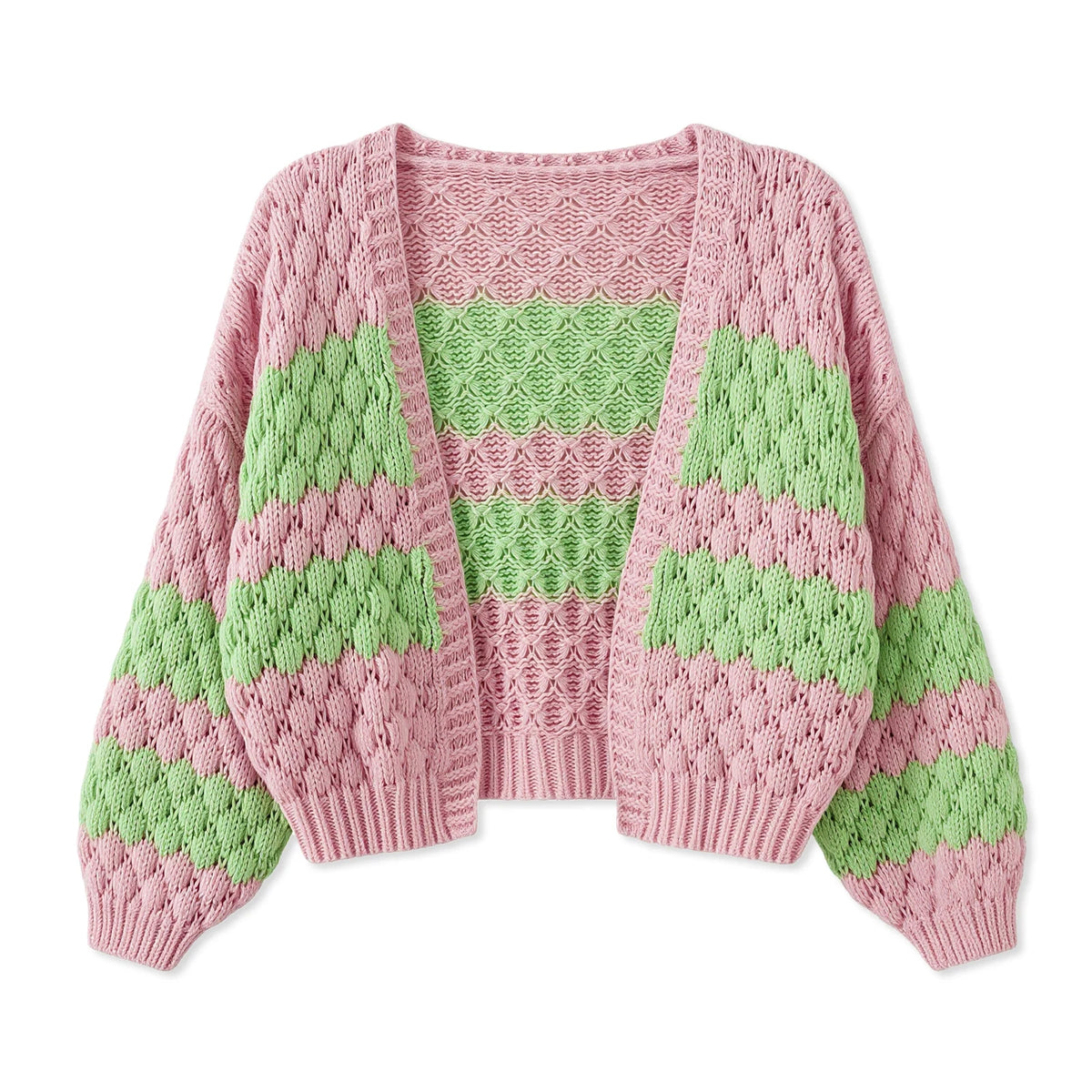 Cárdigan Oversize Color Block — Estilo Y2K Multicolor