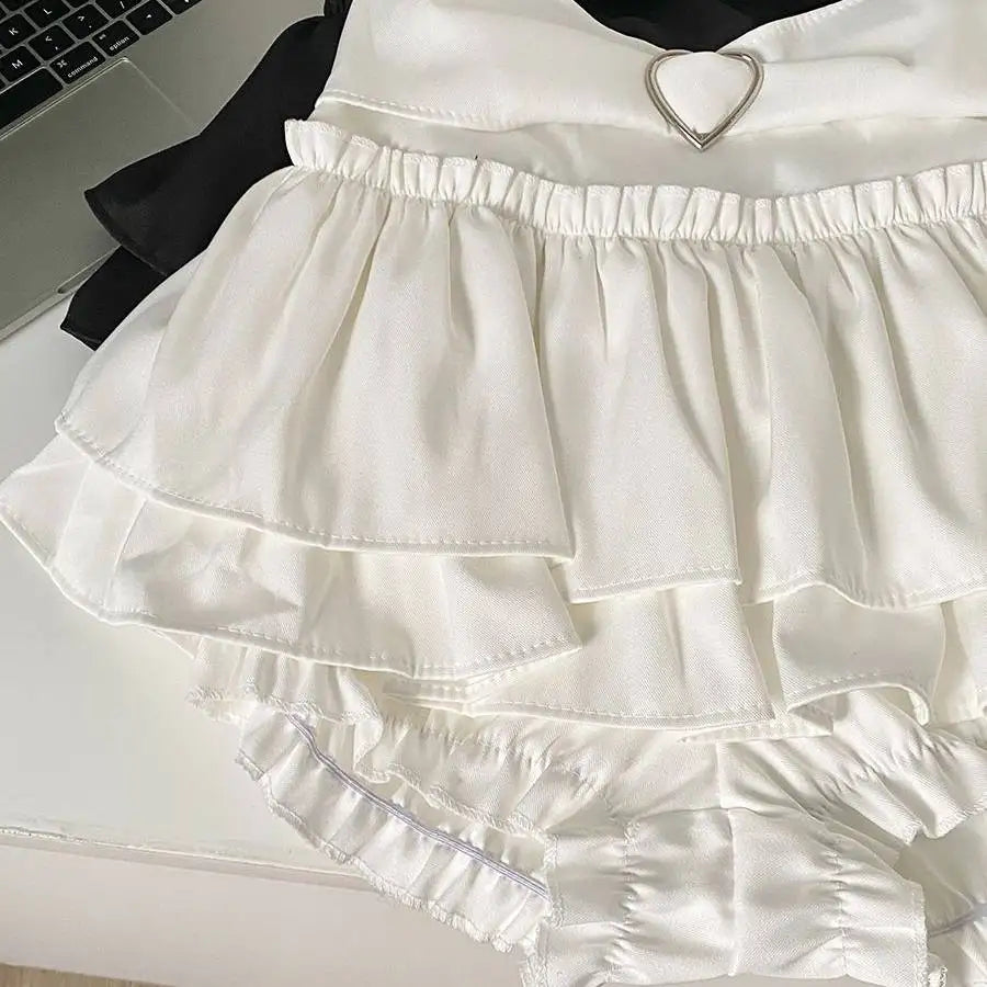 Falda Mini en Capas con Hebilla de Corazón