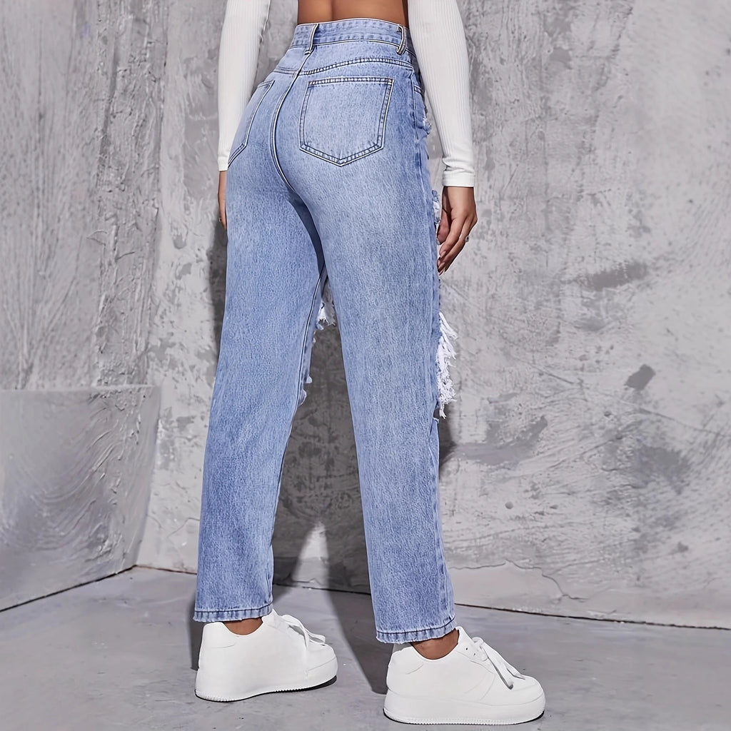 Jeans Mom Fit Tiro Alto — Corte Acampanado Streetwear