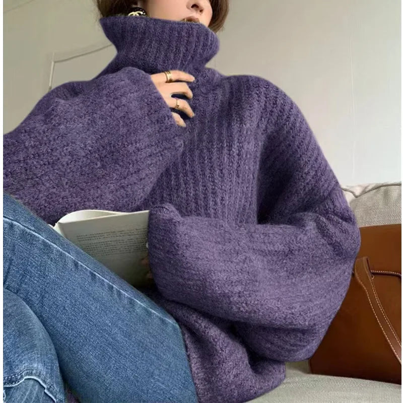 Sweater Cuello Alto Tejido — Cálido y Versátil