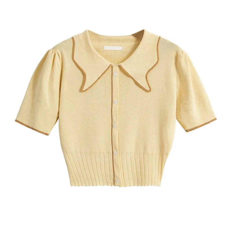 Sweater Color Block con Solapa — Manga Princesa