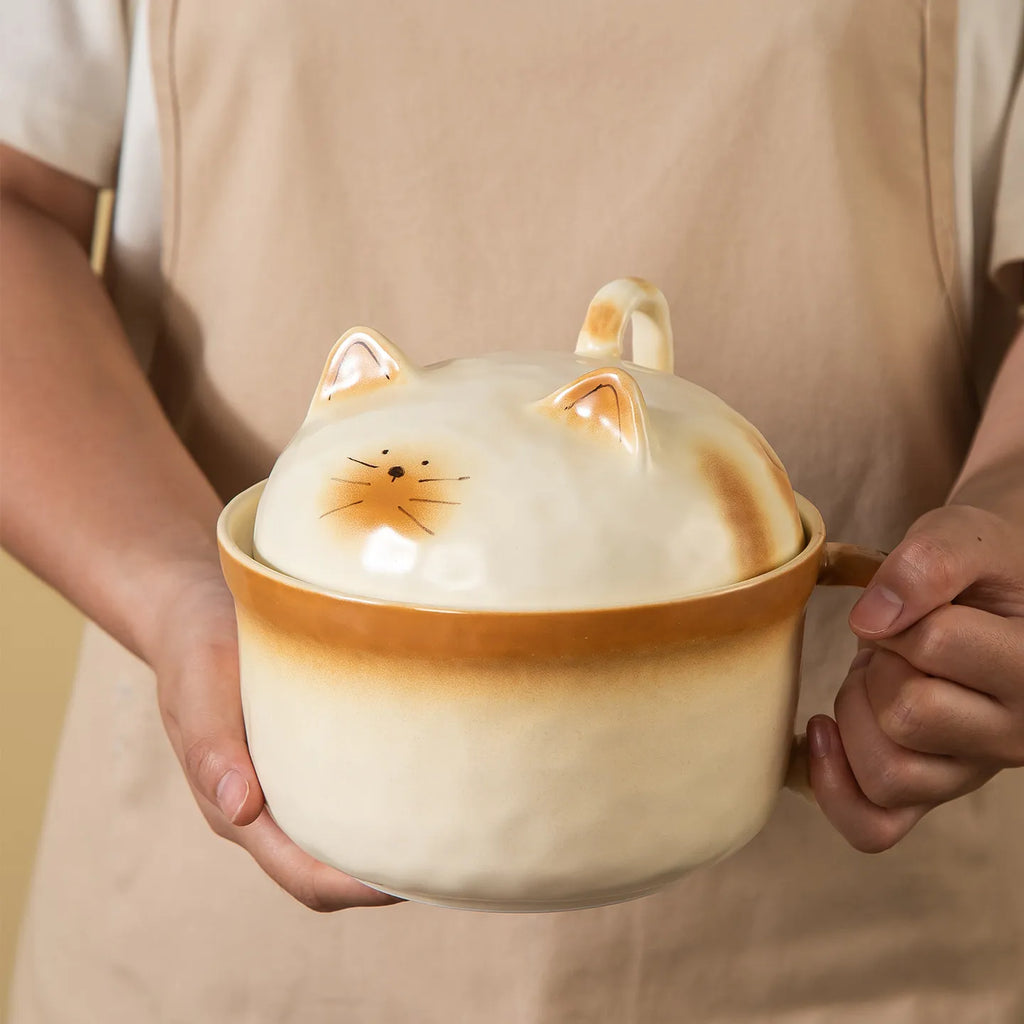 Bowl con Tapa Diseño Gato Pan