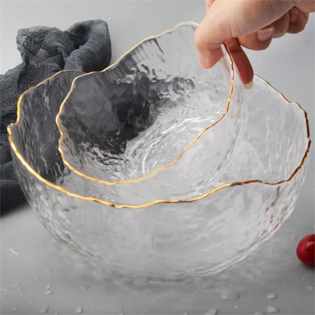 Bowl de Cristal con Borde Dorado