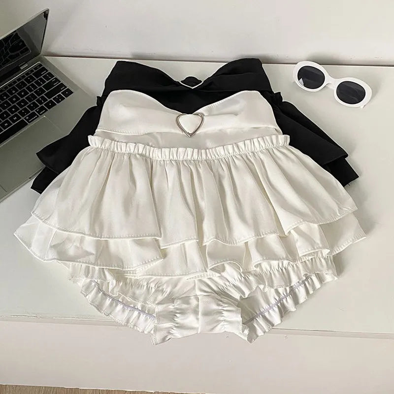 Falda Mini en Capas con Hebilla de Corazón