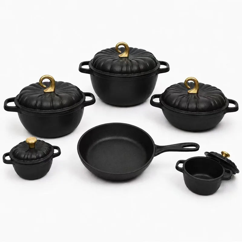 Set de Ollas de Hierro Fundido Calabaza
