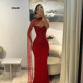 Vestido de Gala Sirena Hombros Caídos — Con Chal a Juego