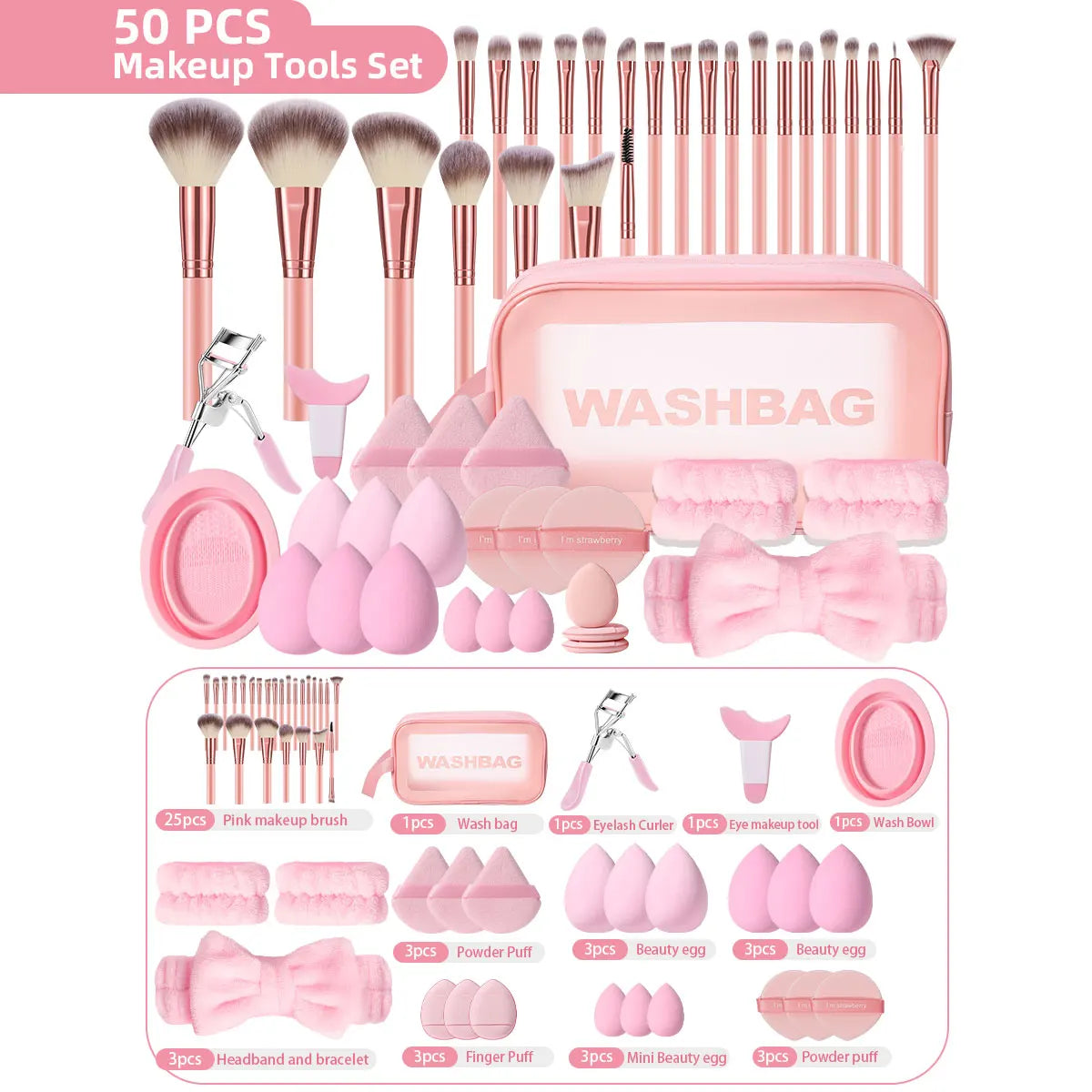 Set de 50 Piezas — Neceser y Brochas