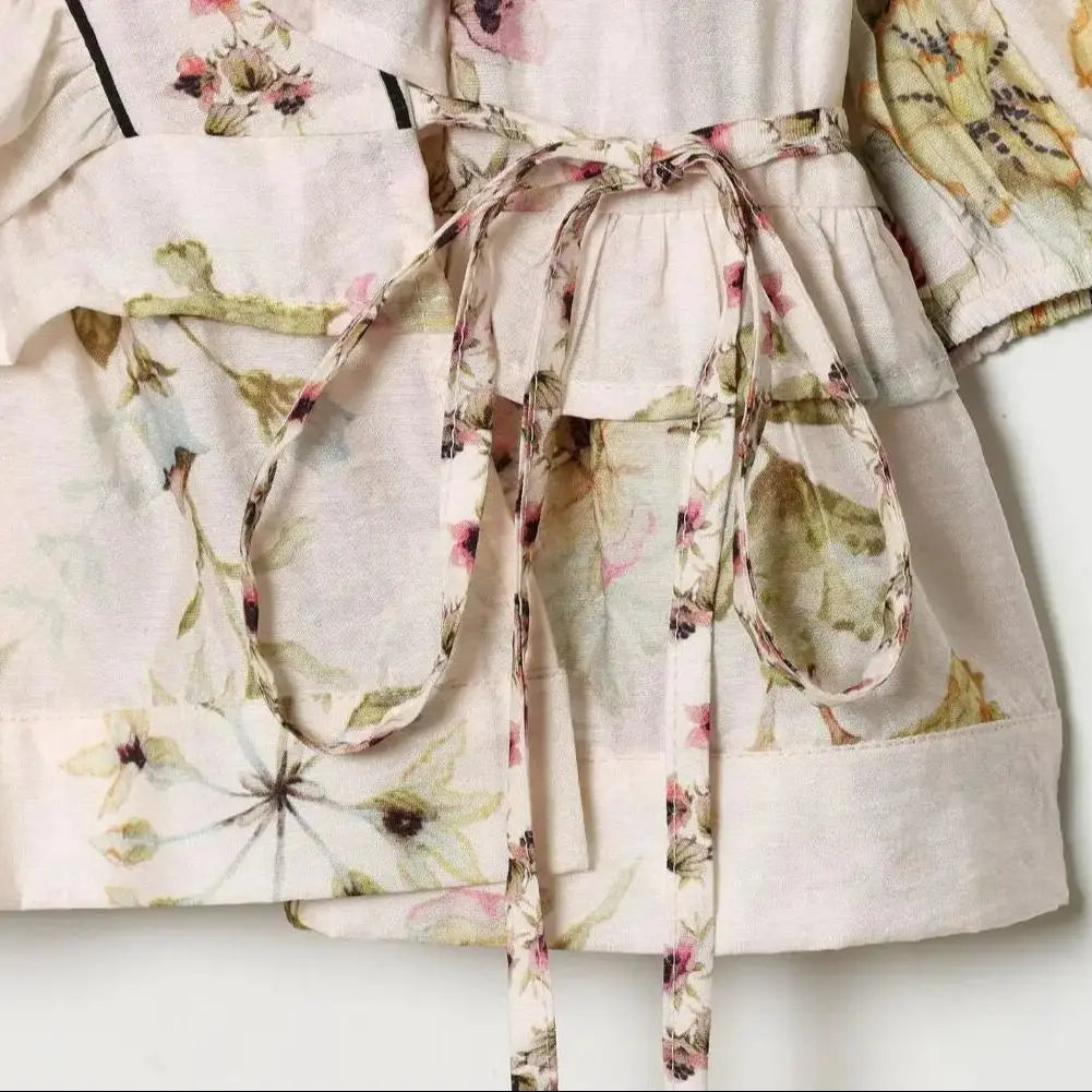 Blusa Kimono Floral Rosa — Amarre con Lazo