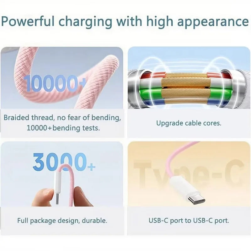 Cable USB-C a USB-C 60W — Carga Rápida Trenzado