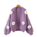 Cárdigan Floral con Manga Farol — Cuello V Cálido