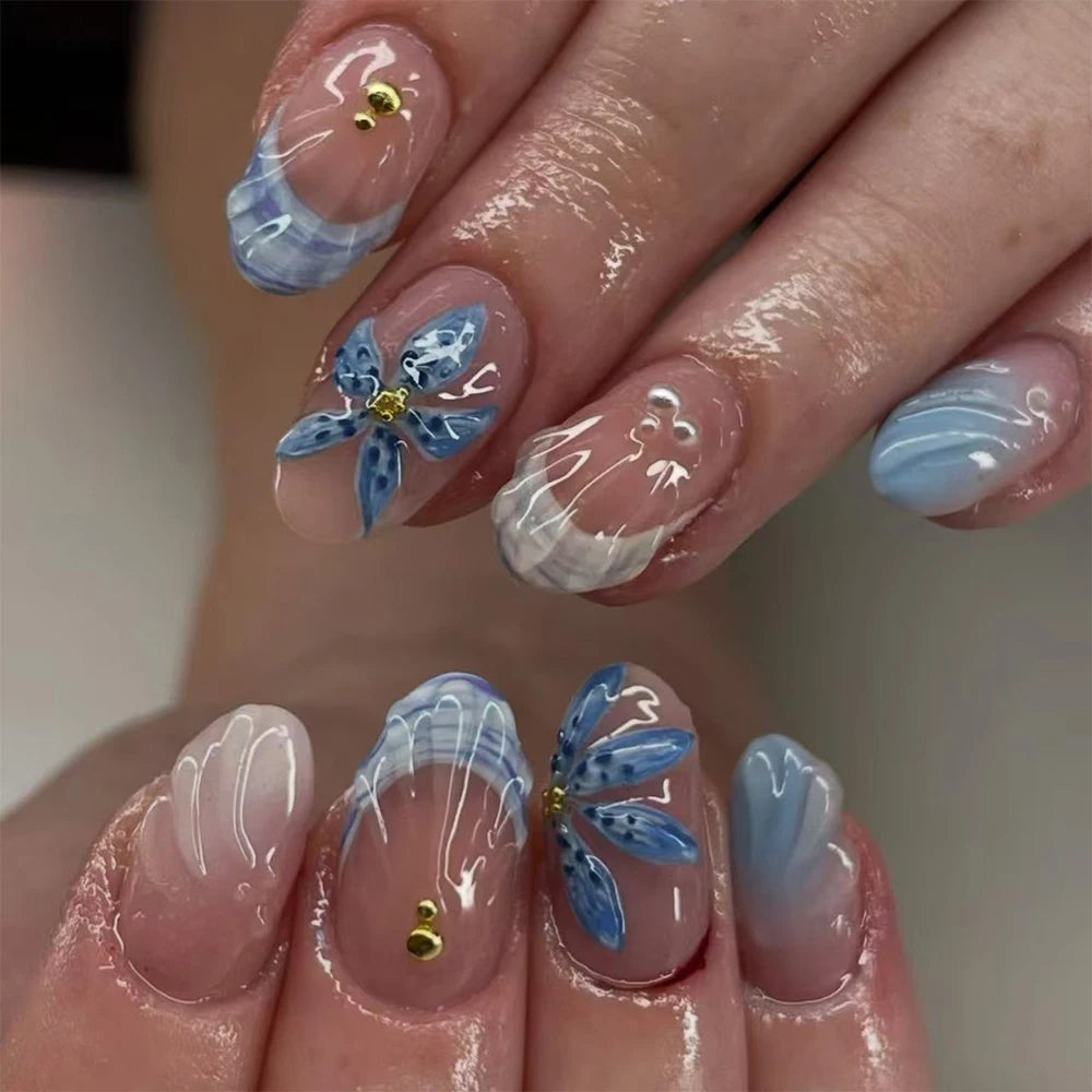 Stickers de Gel 3D para Uñas — Perlas y Flores