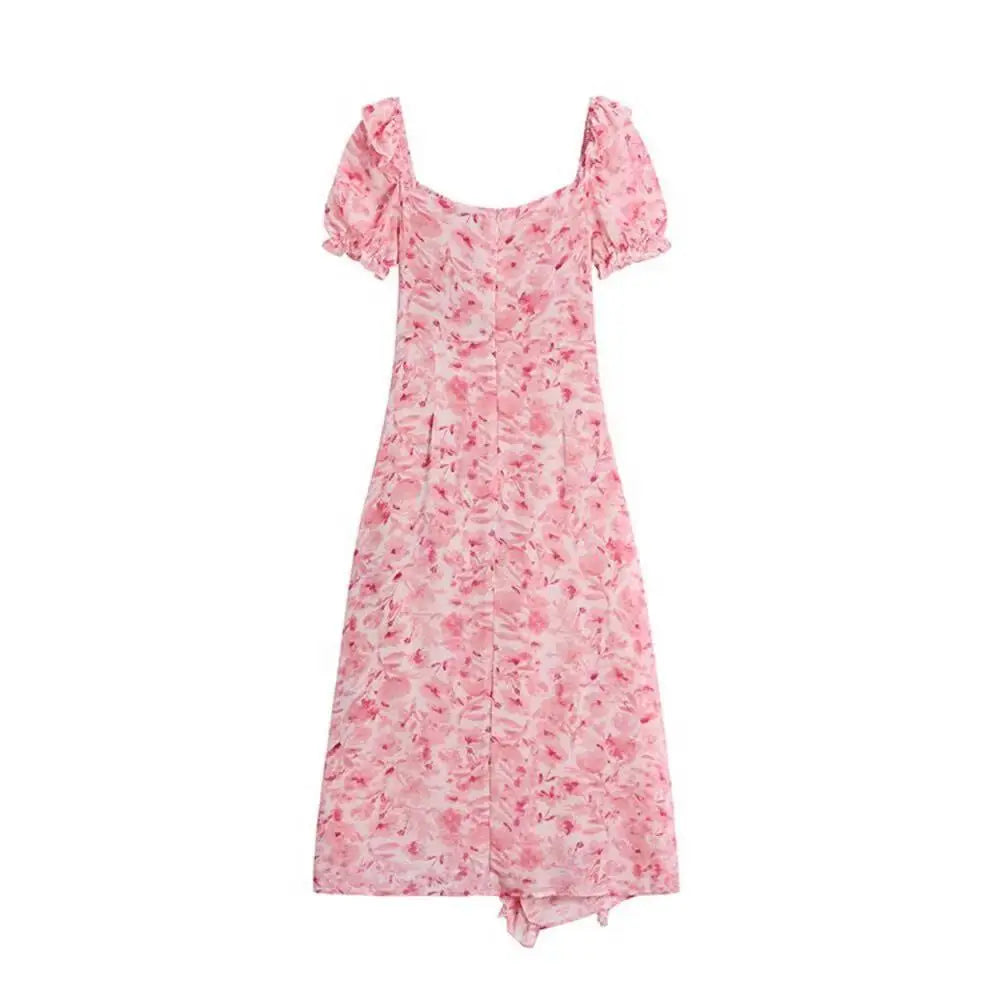 Vestido de Gasa Cuello Cuadrado — Dulce y Femenino