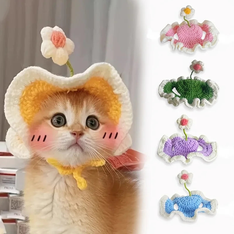 Gorro Tejido Flor para Mascota