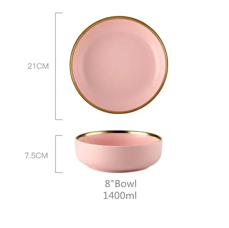 Set de Vajilla Porcelana Borde Dorado