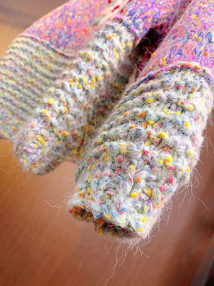 Sweater Crochet Bordado con Flores — Manga Farol Colorida