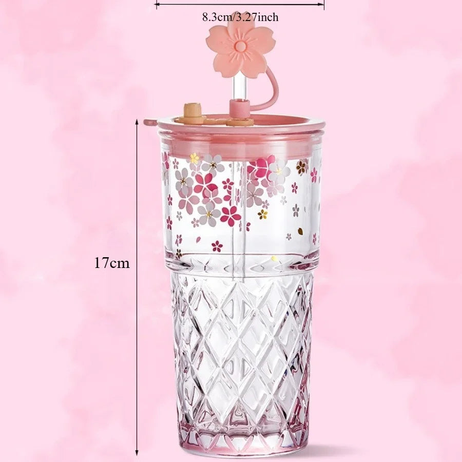 Vaso Reutilizable Sakura con Bombilla