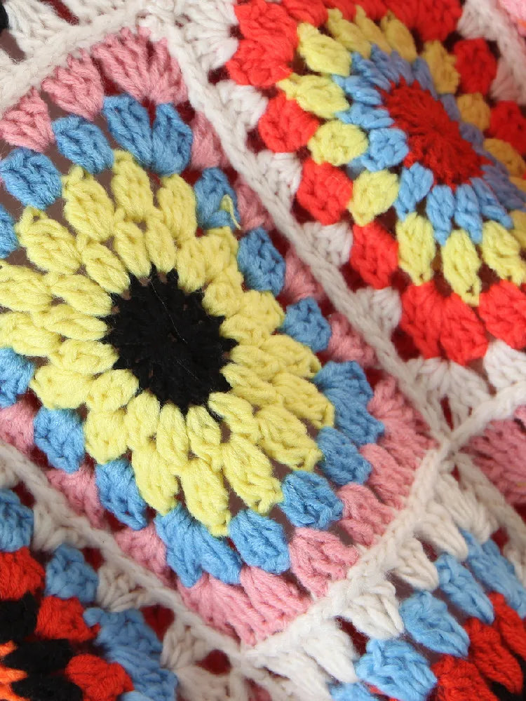 Cárdigan Crochet Geométrico — Cuello V Artesanal