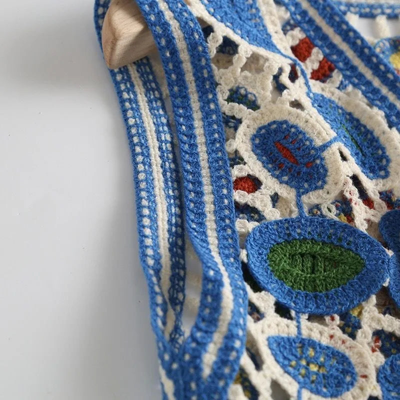 Chaleco Crochet Floral — Sin Mangas Boho