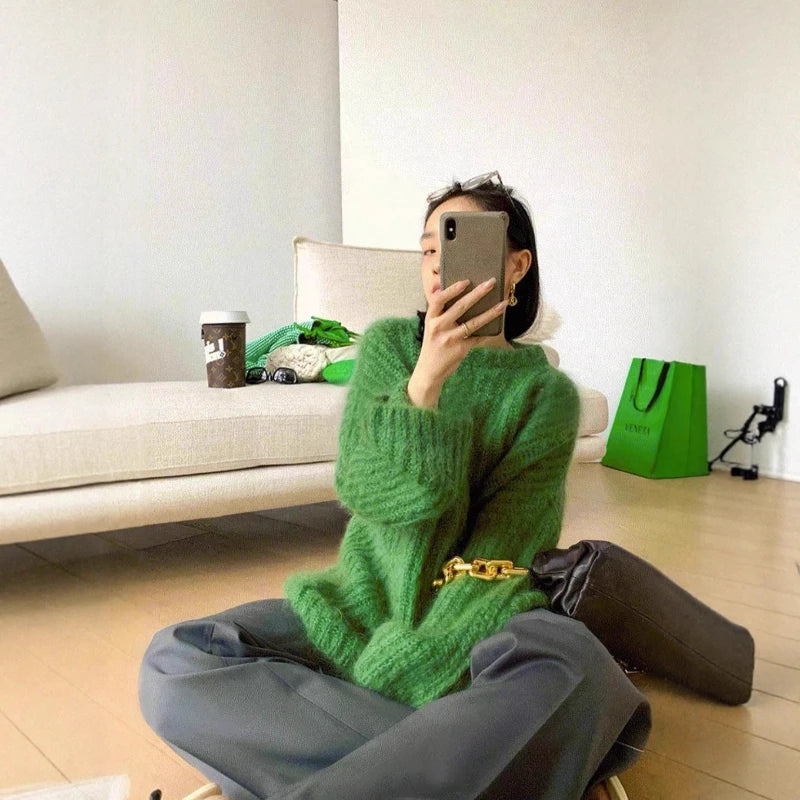 Sweater Oversize Afelpado Liso — Manga Larga Suave