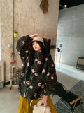 Chaqueta de Piel Sintética Floral — Talla Grande