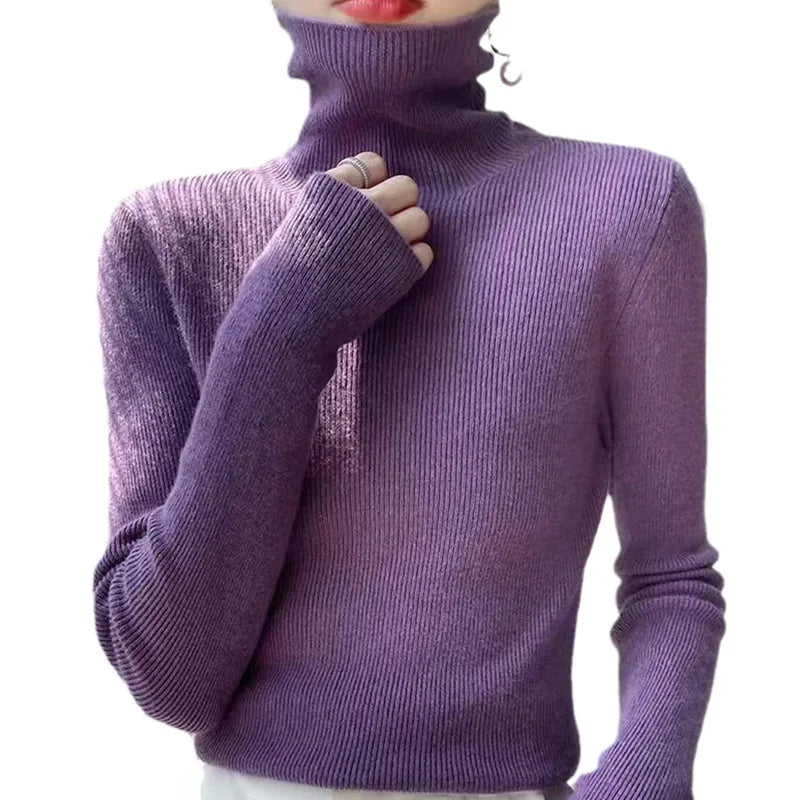 Sweater Cuello Alto Entallado — Grueso y Cómodo