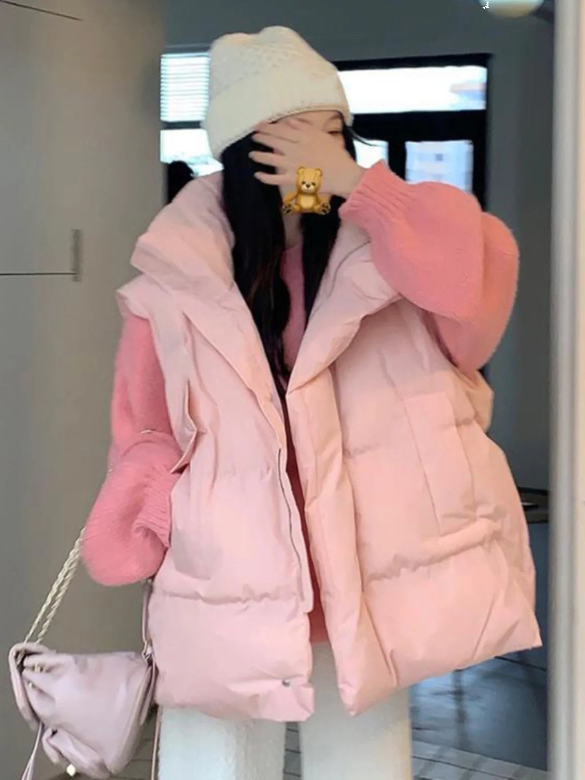 Chaleco Acolchado Rosa — Estilo Estudiantil