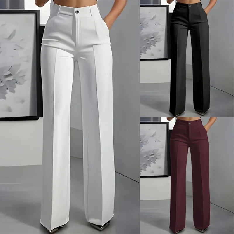 Pantalón de Vestir Recto Tiro Alto — Corte Simple y Elegante