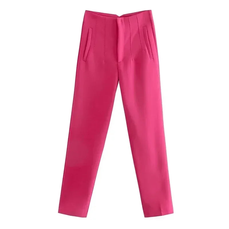 Pantalón Recto de Oficina Tiro Alto — Corte Formal