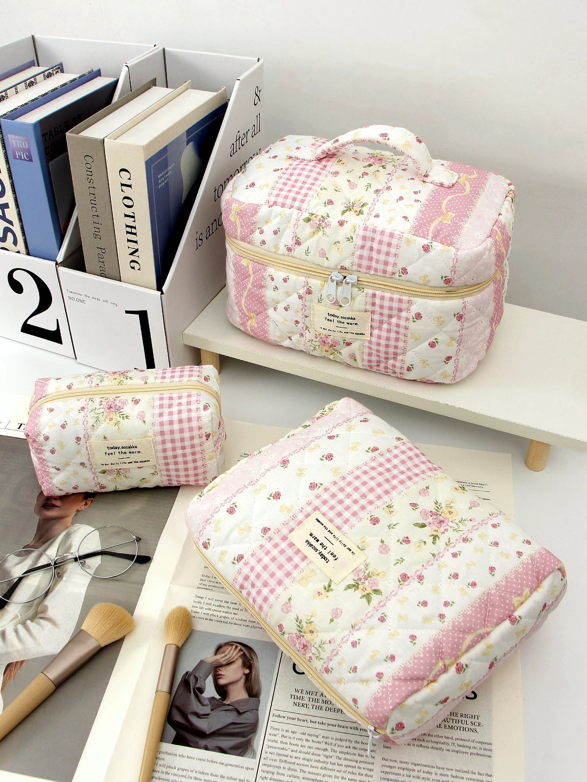 Neceser Acolchado Rosa — Gran Capacidad