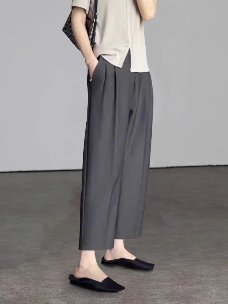 Pantalón Tobillero de Vestir — Tiro Alto con Bolsillos