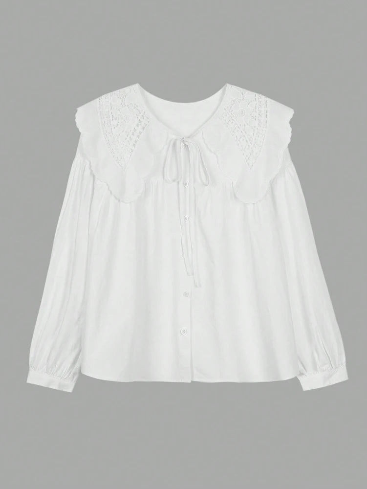 Blusa Cuello Muñeca con Encaje Peter Pan