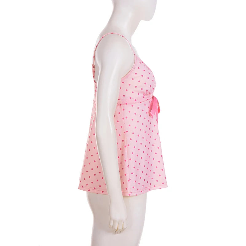 Top Camisola de Lunares con Lazo — Escote V