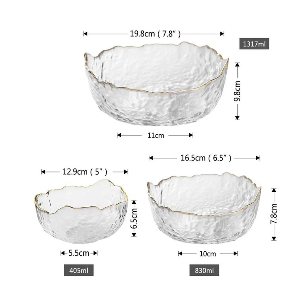 Bowl de Cristal con Borde Dorado