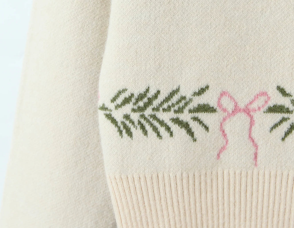 Cárdigan Tejido Raglán Bicolor — Detalle Navideño