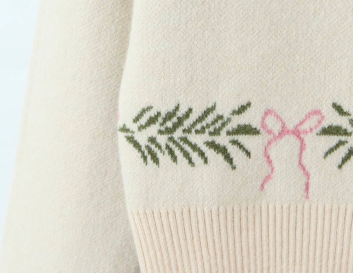 Cárdigan Tejido Raglán Bicolor — Detalle Navideño