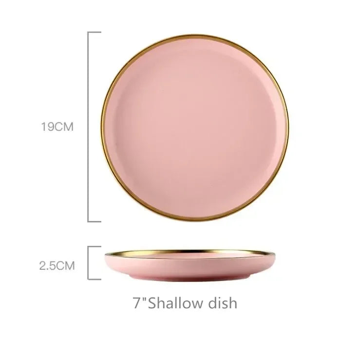 Set de Vajilla Porcelana Borde Dorado