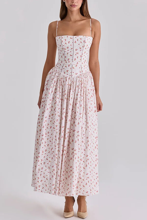 Vestido Halter Floral Entallado — Estilo Casual Chic