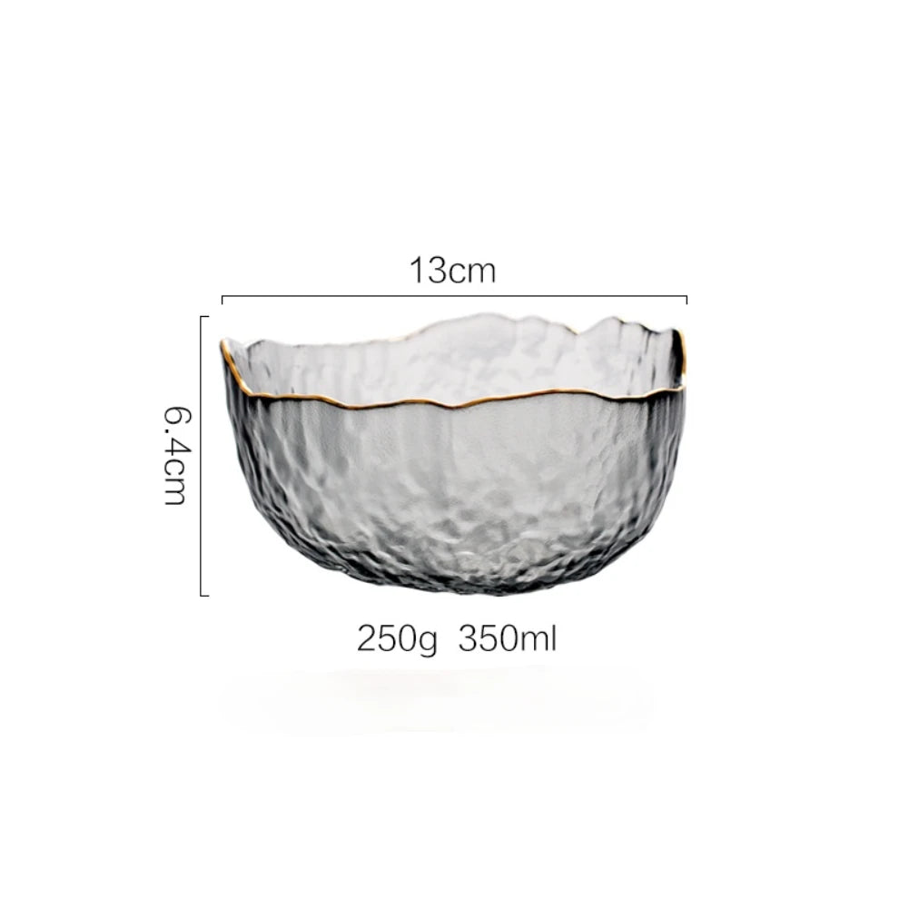 Bowl de Cristal con Borde Dorado