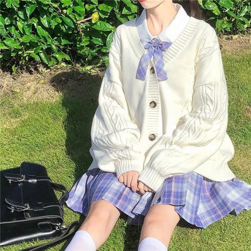 Cárdigan con Lazo Decorativo — Estilo Dulce Japonés