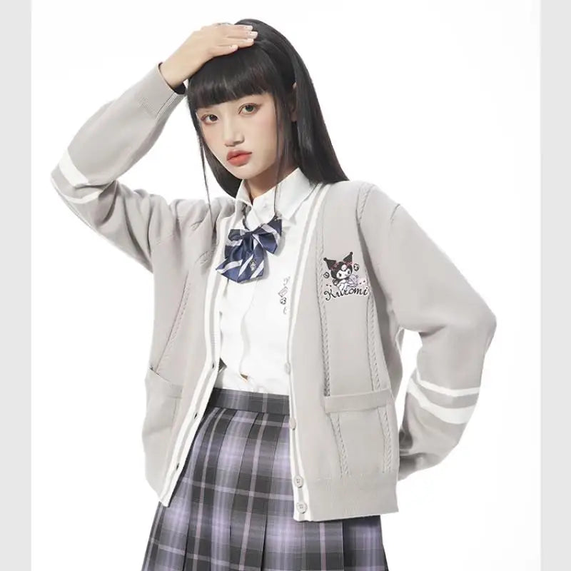 Sweater Bordado My Melody — Cárdigan Cuello V Kawaii
