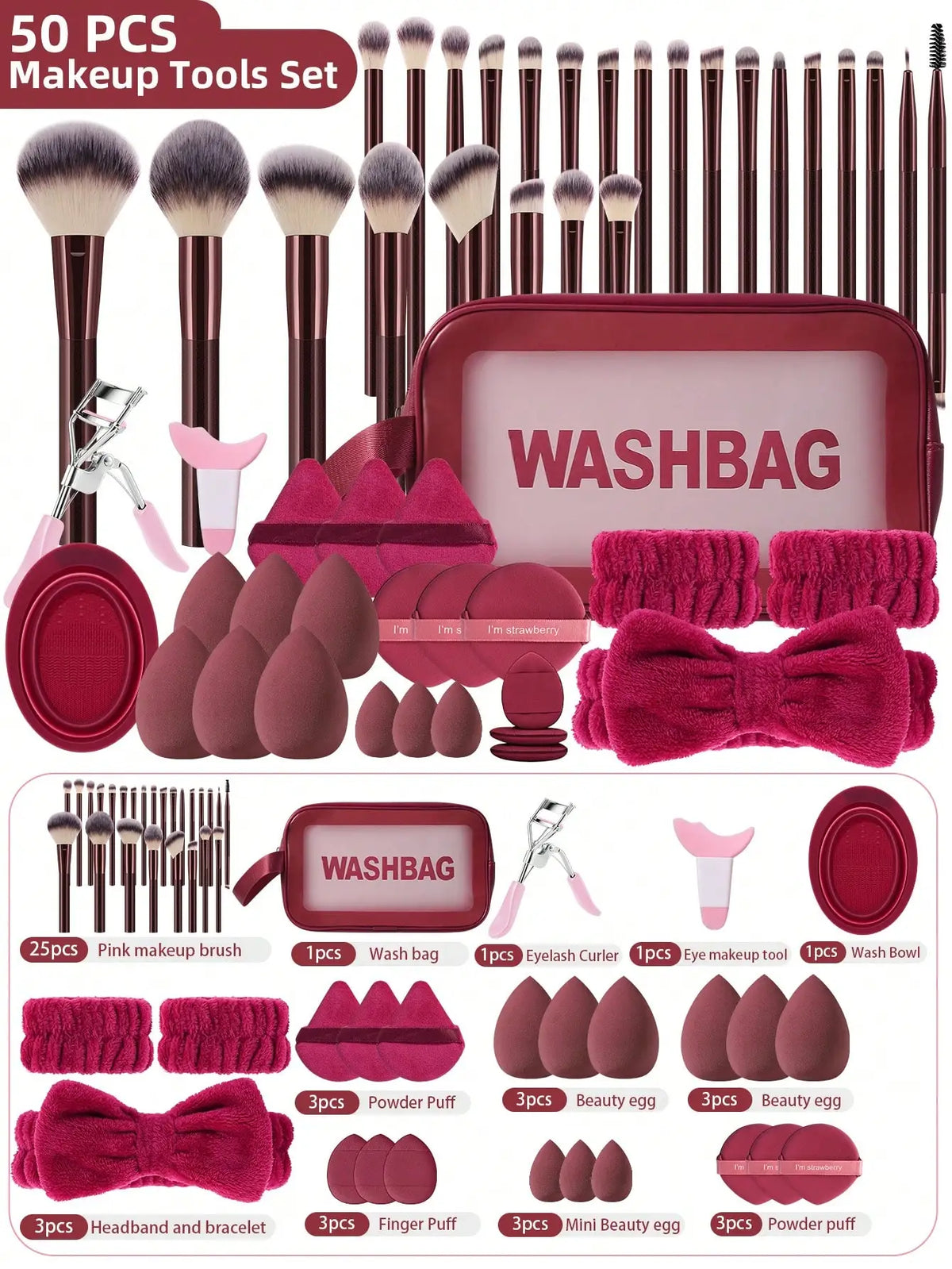 Set de 50 Piezas — Neceser y Brochas