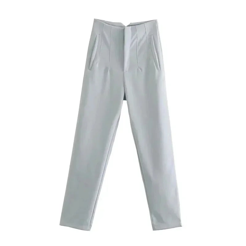 Pantalón Recto de Oficina Tiro Alto — Corte Formal