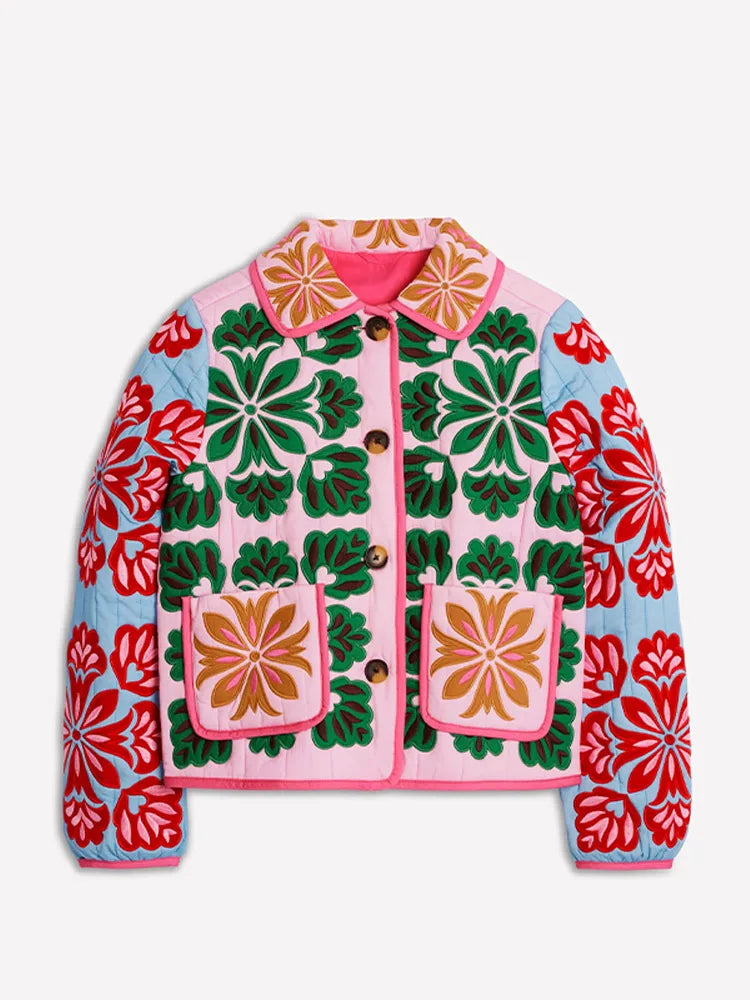 Parka Acolchada Estampado Floral — Abrigo de Invierno